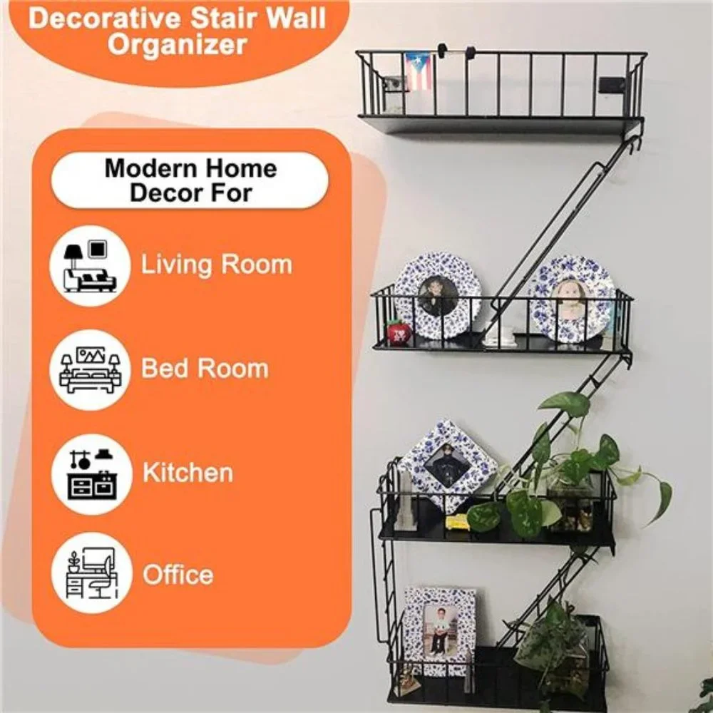 Fire Escape Ladder Shelf - 4 Tier Wall Mounted Floating Shelves Gift Bedroom
